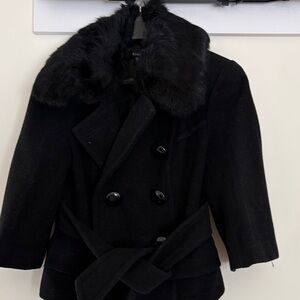Bebe Black Faux Fur Collar Coat